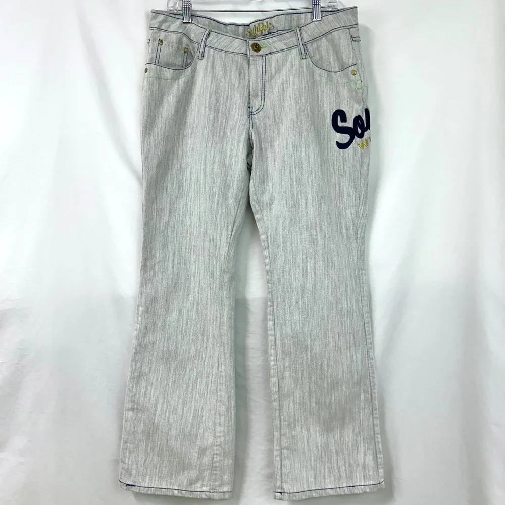 SOUTHPOLE Vintage Y2K Gray Embroidered Spell Out Logo Wide Leg Baggy Jeans 15